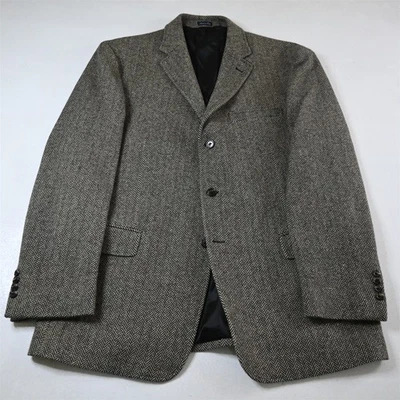 Abrigo Deportivo Blazer De Colección Hecho en Italia Polo Ralph Lauren XL Gris Espiga Tweed Foto 1 de 4