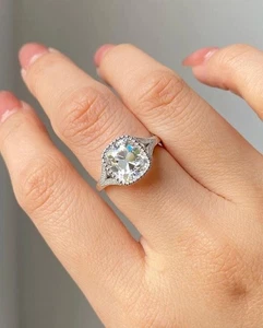 2.10Ct Cushion Cut IGI Certified Lab Grown Diamond E VVS2 Ring 14K White Gold - Picture 1 of 5