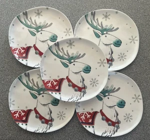 Target Wondershop 2019 Plato de Cena de Melamina 11" Navidad Reno Juego de 5 Nuevo con Etiquetas - Imagen 1 de 5