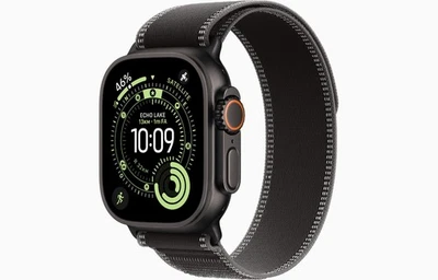 Apple Watch Ultra 3 5G 49mm Étui Titane Noir Bracelet Trail Loop Noir Cendre - Photo 1/4