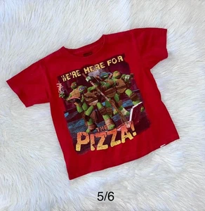 Nickelodeon TMNT Red We're Here For the Pizza Tee Size 5/6 - Picture 1 of 1