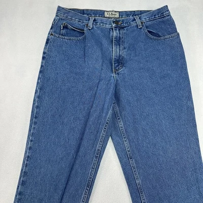 LL Bean Jeans Mens 35x30 Blue Relaxed Fit Denim Zip Fly 100% Cotton Classic Y2K - Image 1 of 4