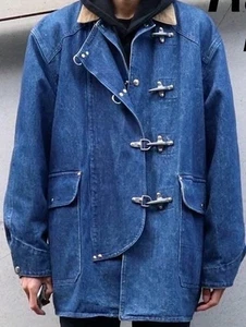 XL Ralph Lauren Men's Denim Fireman Jacket Corduroy Collar USA Vintage - Picture 1 of 14