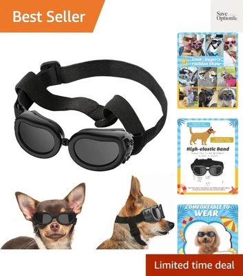 Fashionable Black Dog Eyewear for Small Breeds - Adjustable Fit & UV Shield - Image 1 of 4