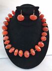 Stacey Porter Original Chunky Carnelian Rough  Cut Bead Necklace and Earrings