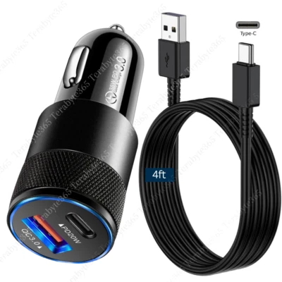Carregador de carro rápido PD 38W para iPhone 15 16 Pro Max Samsung cabo duplo USB-C tipo C - Imagem 1 de 4