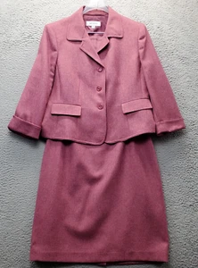 Suit Studio 2 Piece Skirt Suit Womens 16P Pink Single Breasted Notch Lapel EUC - Picture 1 of 16