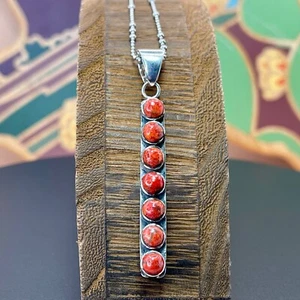 NEW 2ctw Natural Sponge Coral Sterling Silver Artisan Bar Pendant 18” Necklace - Picture 1 of 5
