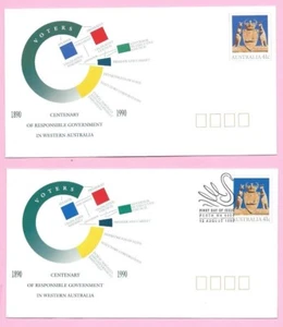 AUSTRALIA 1990 Pair of PSE's - FDC & Mint - RESPONSIBLE GOVERNMENT Shs Perth - Picture 1 of 2