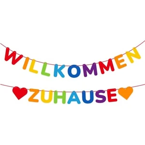 Willkommen Zuhause Banner - Bunt mit 19 Wimpeln, inkl. Bastelzubehör - Bild 1 von 2