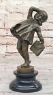Signed Chiparus Girl Going To School Bronze Sculpture Hot Cast Figurne Decor