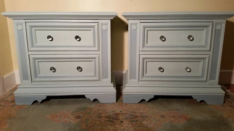 Two charming solid wood hand-painted nightstands Cover