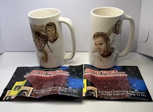Star Trek Spock & Kirk Ceramic Steins + Official Fan Club Pamphlets With It - Picture 1 of 7