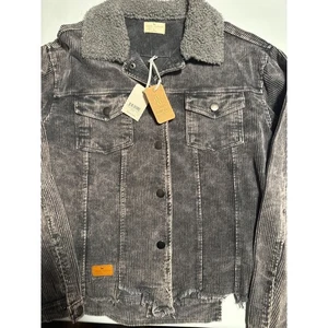 Neu mit Etikett Simply Southern Collection graue Cordjacke mit Sherpa-Kragen Damengröße L - Bild 1 von 8