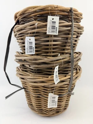 Pflanzkorb Set 4tlg Weide Natur mit Folieinsatz Blumentopf Dekokorb Garten Wohne - Bild 1 von 4