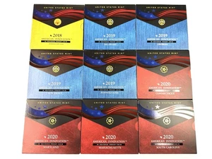 Lotto di 9 monete US Mint 2018-2020 American Innovation $1 Reverse Proof Set OGP - Foto 1 di 3