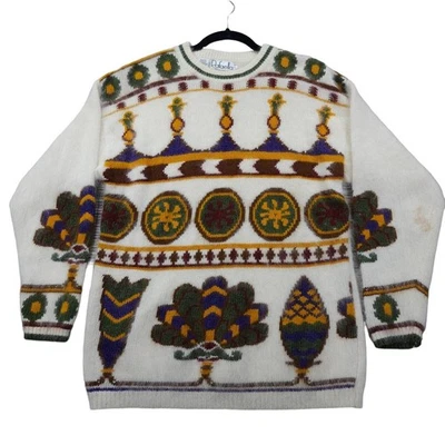 Rafaella 女式大号复古安哥拉羊羔羊毛混纺圆领毛衣  — 第 1/4 张图片