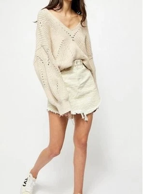 We The Free People Mini Skirt Women’s 28 Bailey Zebra Zinc Print Raw Hem Denim - Image 1 of 4