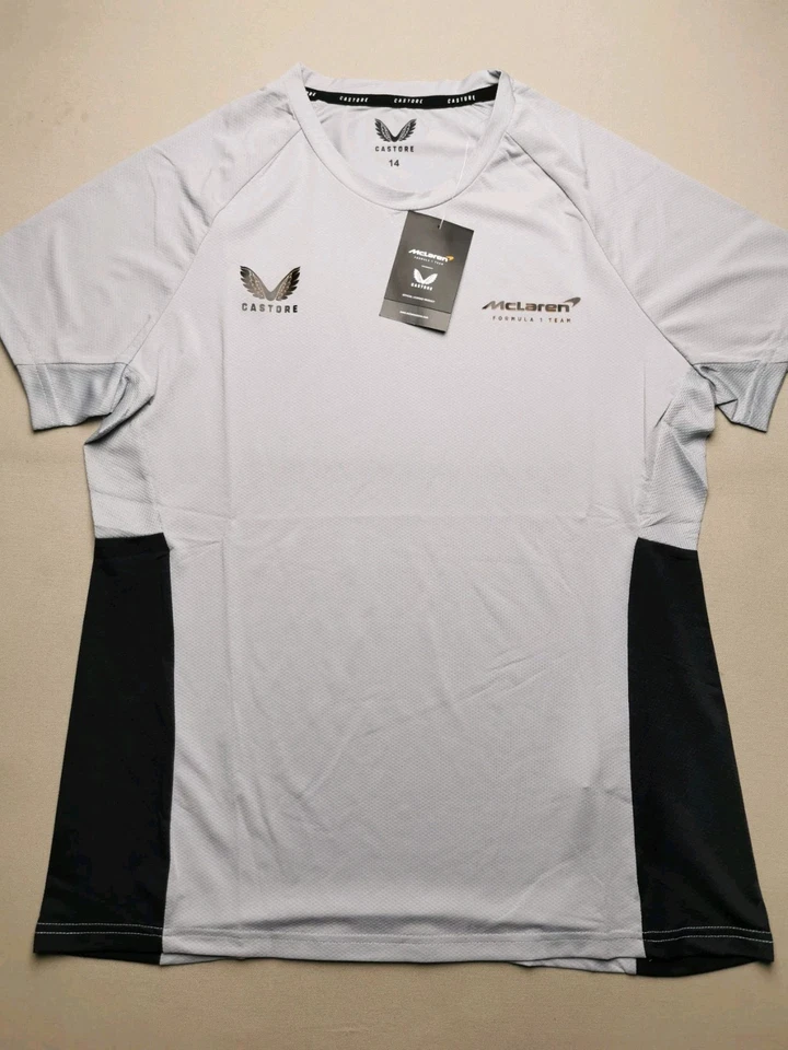 MCLAREN FORMULA 1 TEAM Womens Size 14 Performance T-Shirt (BNWT) Grey Black - Image 1 of 4