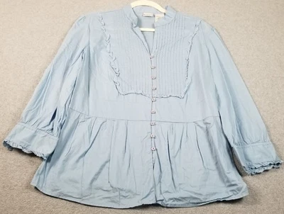 Camisa abotonada no limits para mujer junior’s XL 15 17 azul manga 3/4 transparente Foto 1 de 4