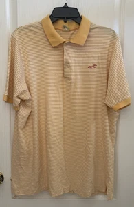 Polo Hollister a righe uomo XXL colletto giallo y2k preppy manica corta - Foto 1 di 7