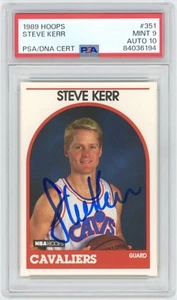 Steve Kerr 1989 NBA Hoops Autographed Rookie Signed #351 Cavaliers PSA 9 Auto 10 - Picture 1 of 2