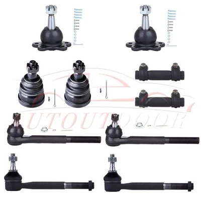 For 1993-2000 Chevrolet C2500 Set Of 10 Upper Lower Ball Joints Tie Rod Ends Kit - Image 1 of 4