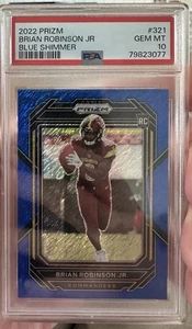 49ERS RB ROOKIE PSA 10 SSP #10/25! BLUE SHIMMER 2022  #321 Brian Robinson Jr. - Picture 1 of 2