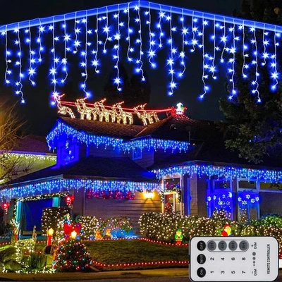 Christmas Lights Outdoor Decorations 96-960 LED 8 Modes Curtain String Light US - Image 1 of 4