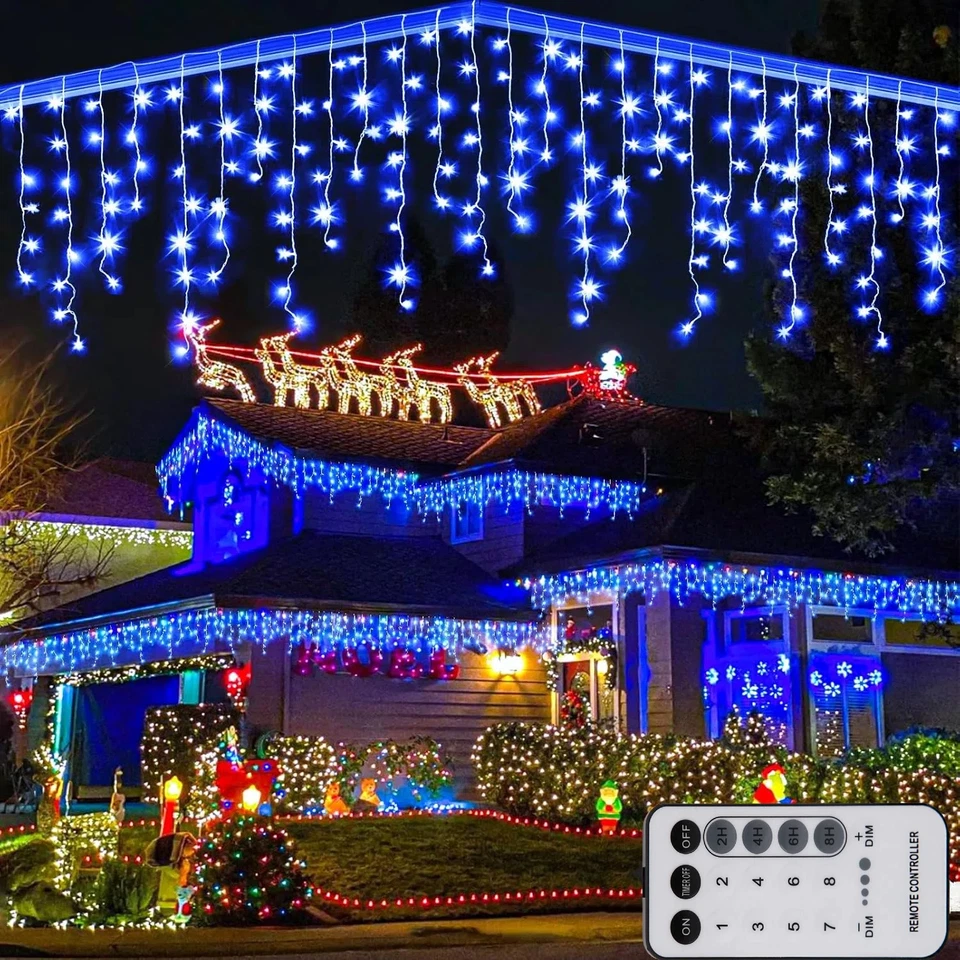 Christmas Lights Outdoor Decorations 96-960 LED 8 Modes Curtain String Light US - Image 1 of 4