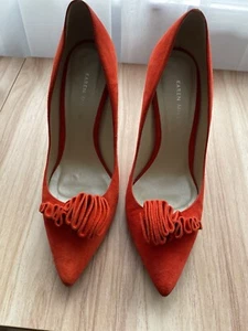Karen Millen Stiletto Heel Frill Court Shoes, Red Suede, Uk 6.5, Euro 39.5 - Picture 1 of 14