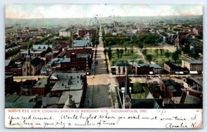 Postal EN 1906 Indianápolis vista de pájaro mirando North Meridian Street N7 - Imagen 1 de 2