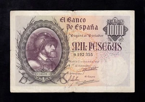 F.C. 1000 PESETAS OCTUBRE 1940 , SIN SERIE , MBC- , VARIOS DOBLECES , AGRIETADO - Picture 1 of 2