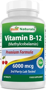 Vitamin B-12 as Methylcobalamin (Methyl B12), 6000 Mcg Tablet, 60 Count - Picture 1 of 3