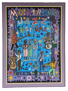 James Rizzi Montreux Jazz Poster, 1997 Silkscreen (Matte) 30 1/4" × 21 3/4" - Picture 1 of 10
