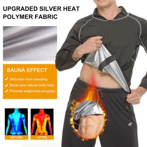 Men Sauna Suit Heat Trapping Jacket Sweat Body Shaper Vest Weight Loss Tank Top - Picture 1 of 18