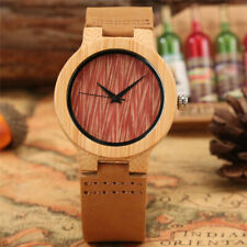 Novel Women's Wooden Watch Leather Band Wood Bamboo Quartz Watches Sport Gift