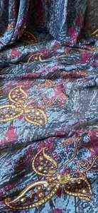 Blue Multicoloured Paisley Floral Print Chiffon Fabric 58'' PRICE PER METER - Picture 1 of 2