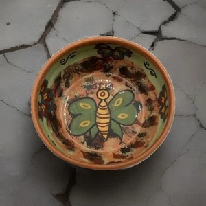 Urubamba Cusco Peru Mocha Pottery Butterfly painted Bowl No Chips Or Cracks - Picture 1 of 7