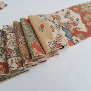 Madre Natura #E 6,5x40 Vintage Seta Chirimen Tessuto Kimono Giapponese CH93 - Foto 1 di 7