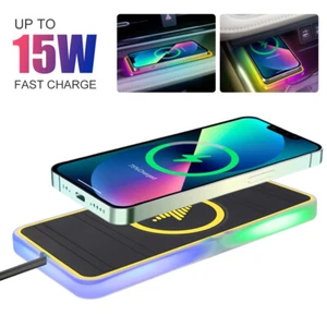 Fast Charging Pad 15W Car Wireless Charger Anti-skid Mat Holder with LED Light - Picture 1 of 16