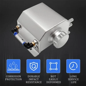 Silver Universal 1L Coolant Radiator Overflow Tank Reservoir Expansion Aluminum - Picture 1 of 12