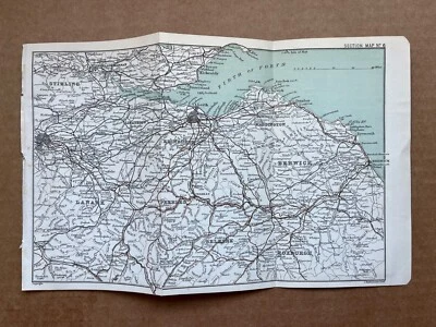 Escocia mapa Glasgow a Berwick cromolitografía antigua 1894 Foto 1 de 4