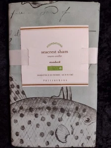 Raro Nuevo de Lote Antiguo Pottery Barn 1 Tamaño Estándar Seacrest Fham 26" x 20" Peces Costeros En Muy Buen Estado - Imagen 1 de 4