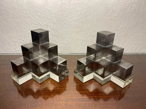 Uttermost Valerio Silber verspiegelte Glas Buchstützen Paar geometrisch David Frisch - Bild 1 von 10