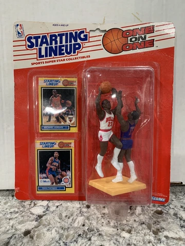 1989 Starting Lineup One on One Michael Jordan VS Isiah Thomas RARE HOF Fair Box Cover