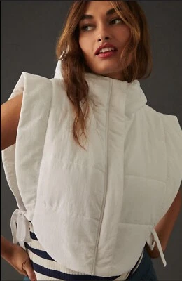 Chaleco Anthropologie Mujer Blanco Recortado Puffer Preppy City Acolchado Top Talla OS NUEVO CON ETIQUETAS Foto 1 de 4