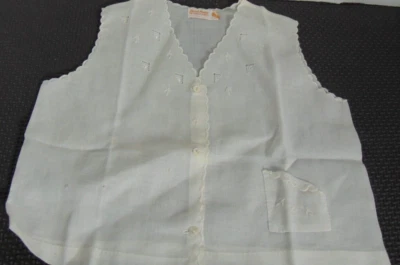 Chaleco Infantil "Pemae" De Colección Lino Blanco 5 Meses Hecho a Mano con Bolsillo... Bordado Foto 1 de 4