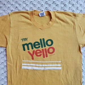 Vtg Try Mello Yello Soda Pop Graphic Single Stitch Promotional T Shirt - Medium - Picture 1 of 9