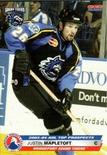 Justin Mapletoft 2003-04 AHL Top Prospects Bridgeport Sound Tigers